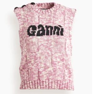 GANNI Cotton Rope Knit Vest in Moonlight Mauve